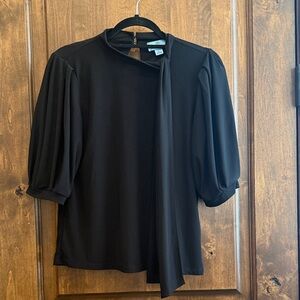CeCe Black Blouse with Tie Detail